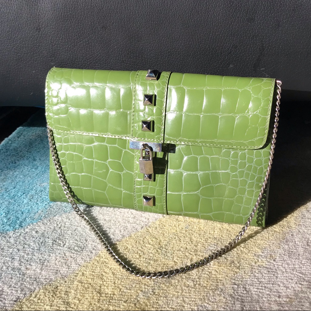 Cynthia Rowley Alligator Green Clutch Purse